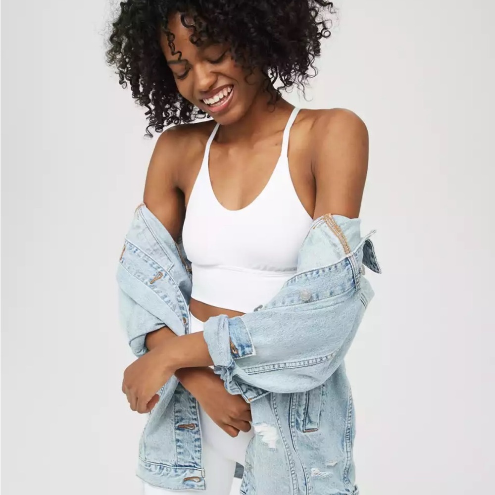 offline white strappy back sports bra